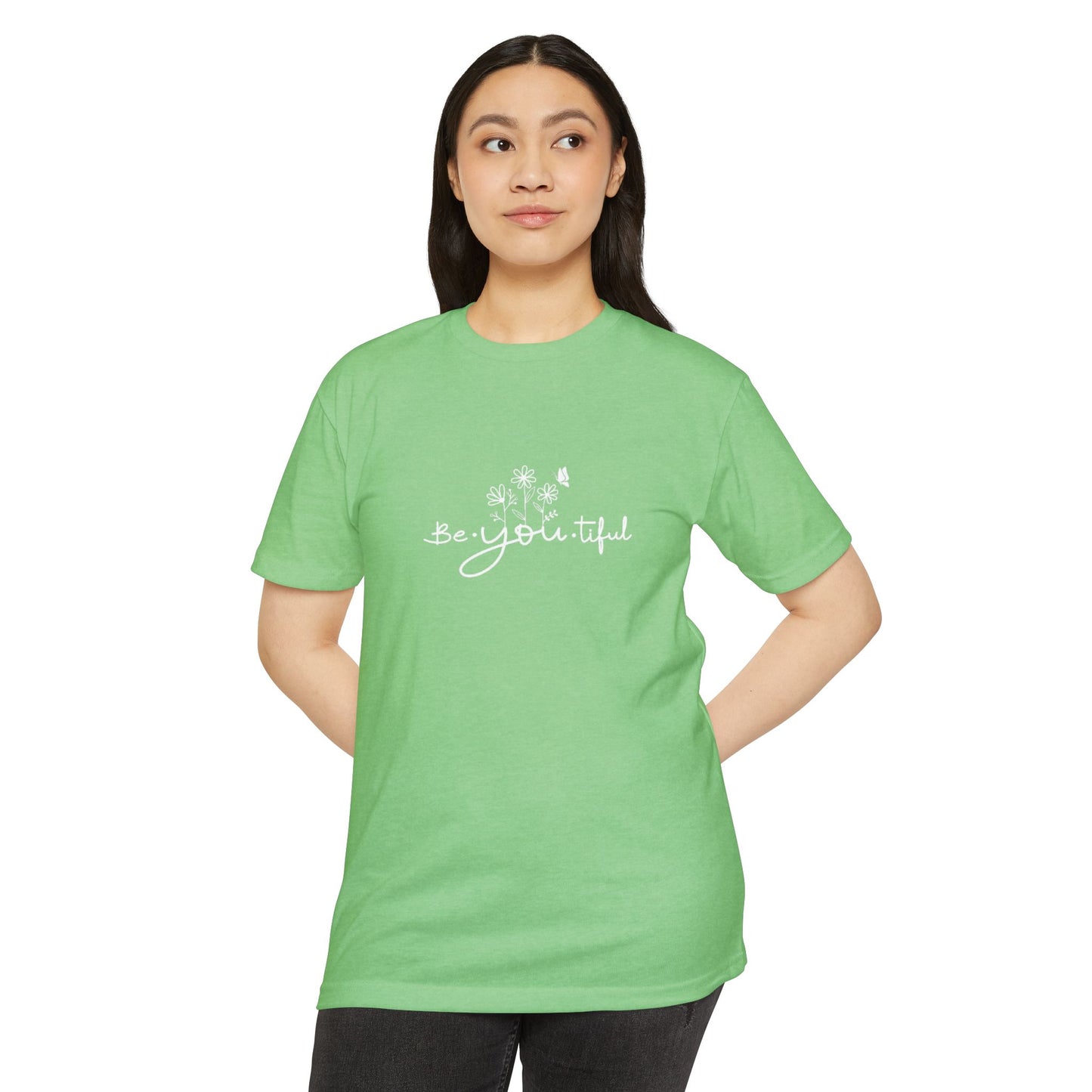 Be-You-tiful Unisex CVC Jersey T-Shirt - Inspirational Floral Graphic Tee