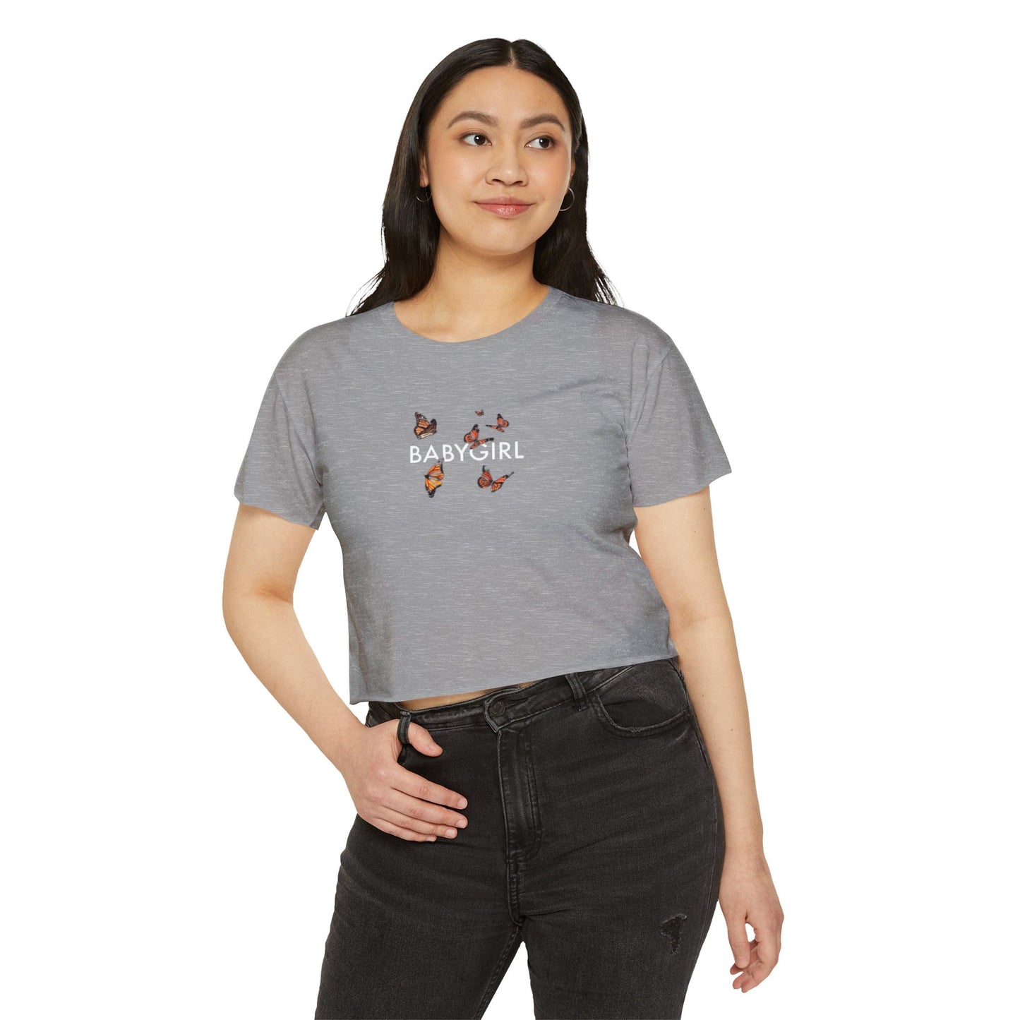 Women's Butterfly Festival Crop Top - Stylish & Fun Baby Girl Tee
