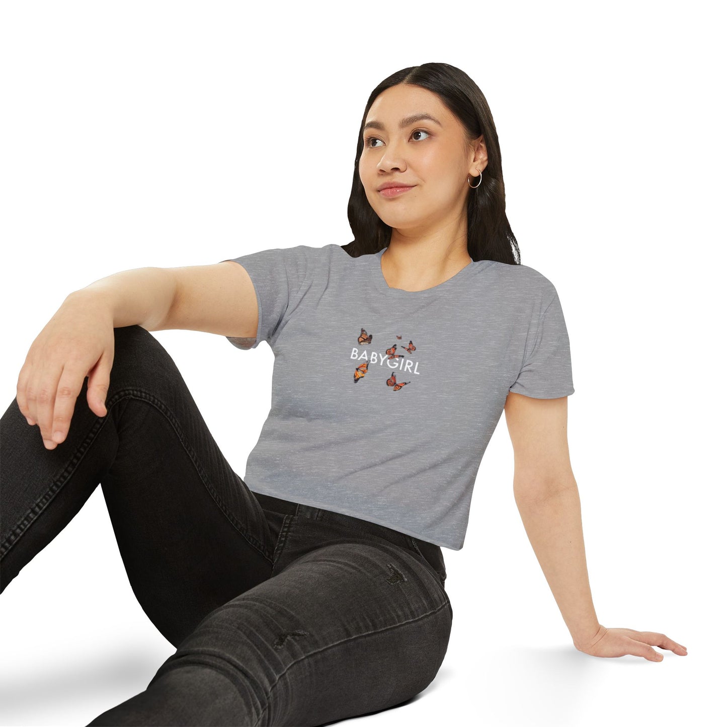 Women's Butterfly Festival Crop Top - Stylish & Fun Baby Girl Tee