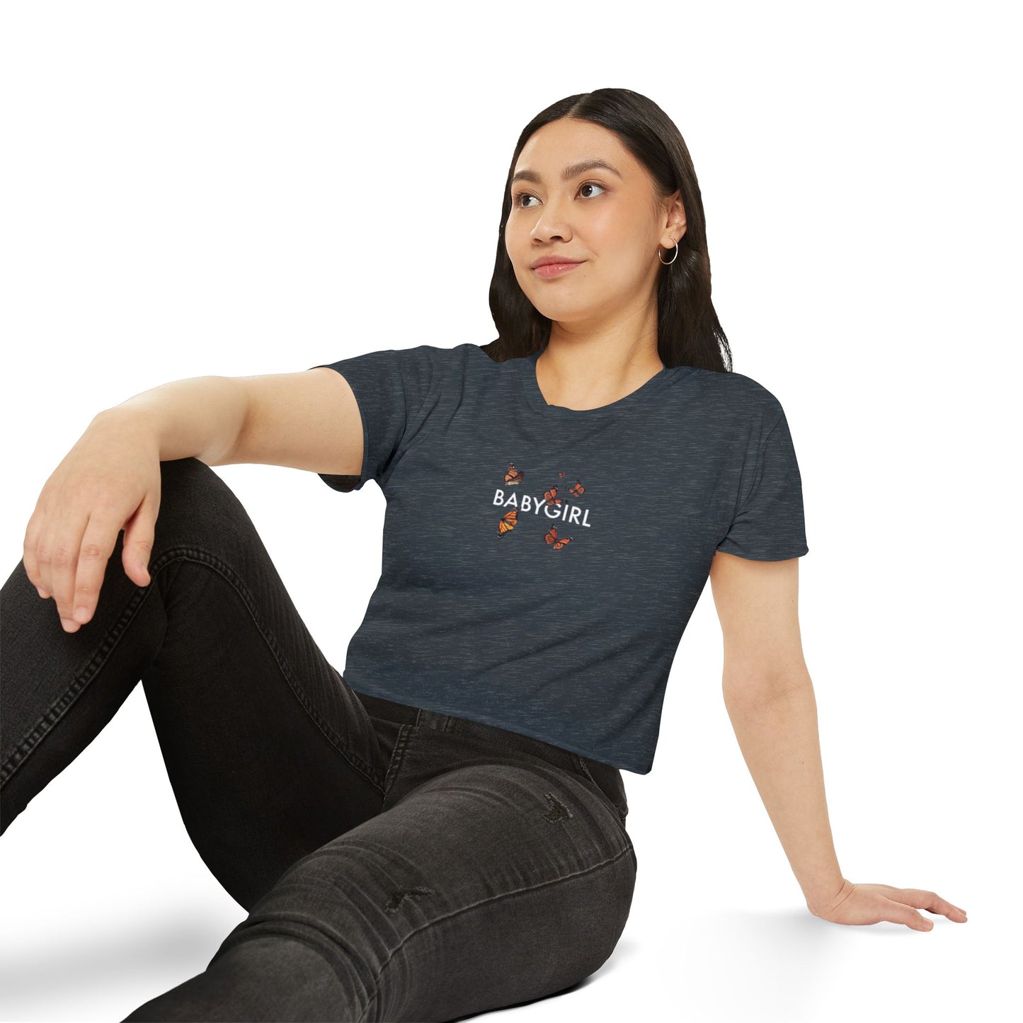 Women's Butterfly Festival Crop Top - Stylish & Fun Baby Girl Tee