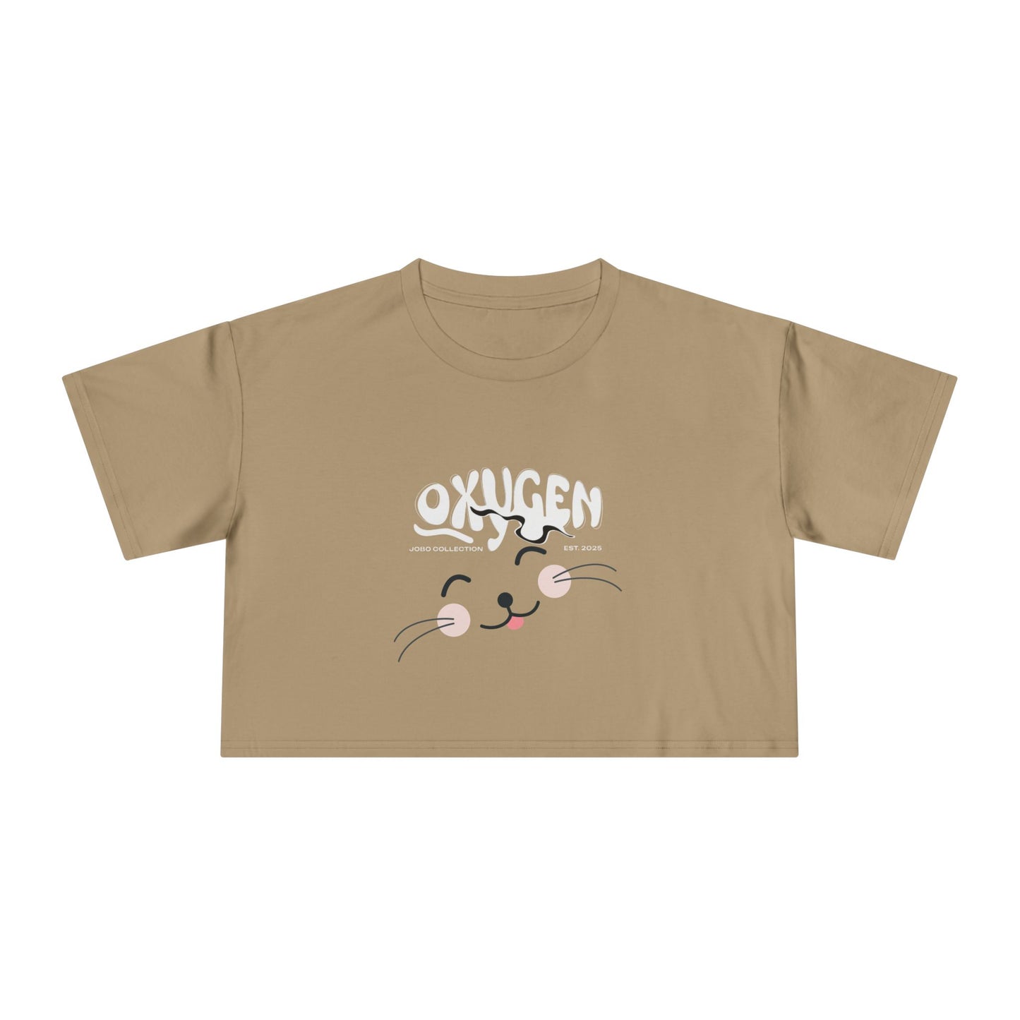 Cute Cat Graphic Women's Crop Tee - Stylish Black Top for Casual Outings.