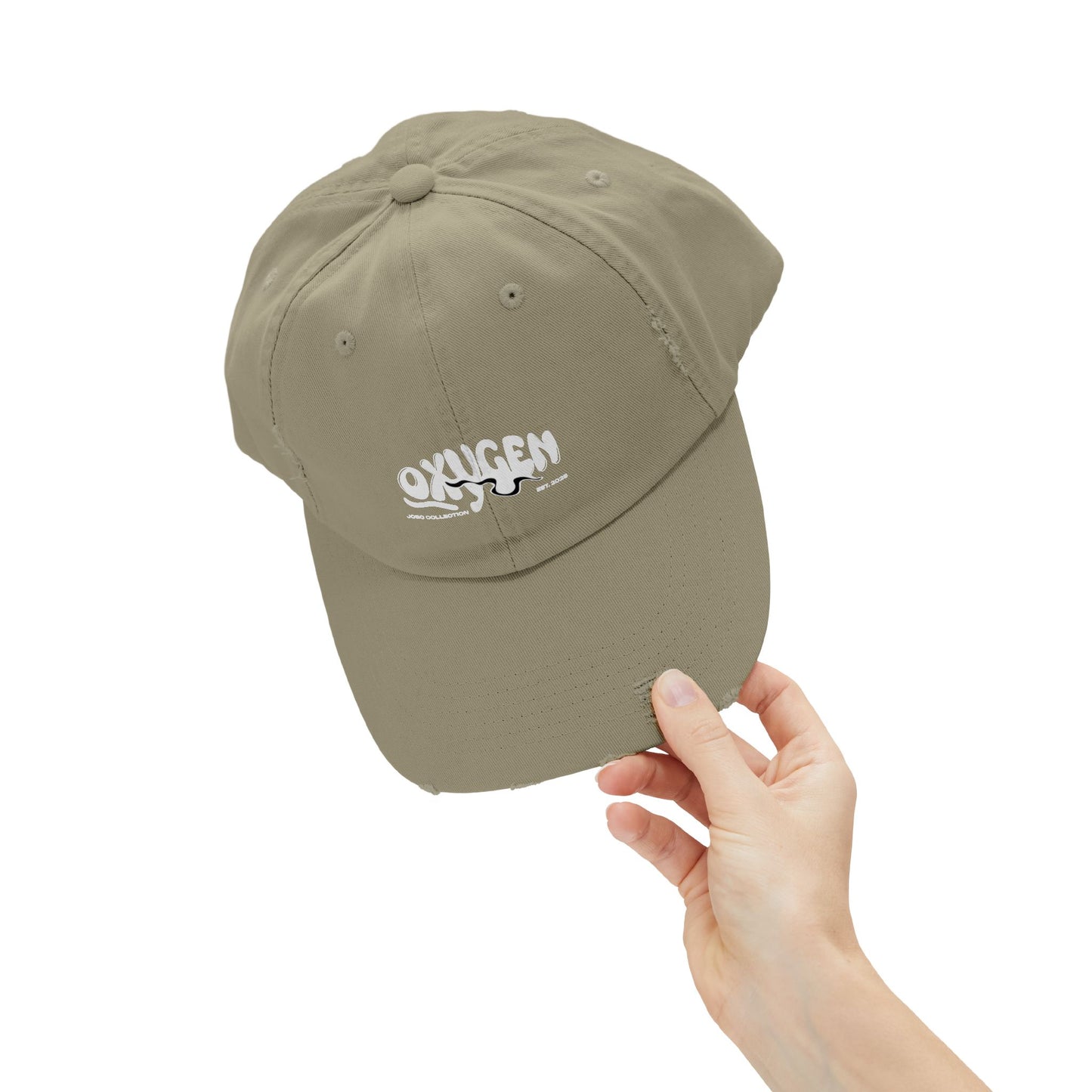 Unisex Distressed Cap - Vintage Oxygen Graphic Hat.