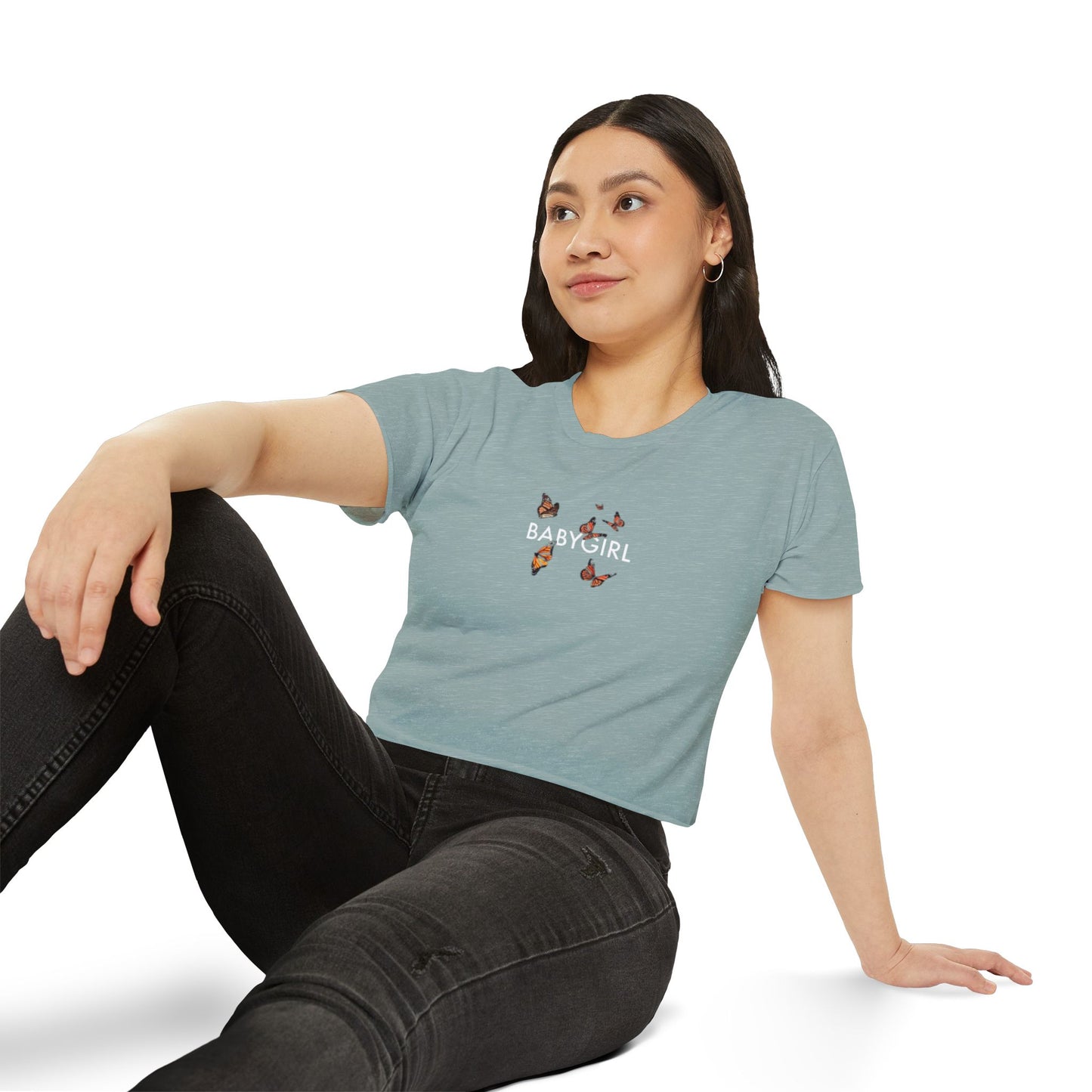 Women's Butterfly Festival Crop Top - Stylish & Fun Baby Girl Tee