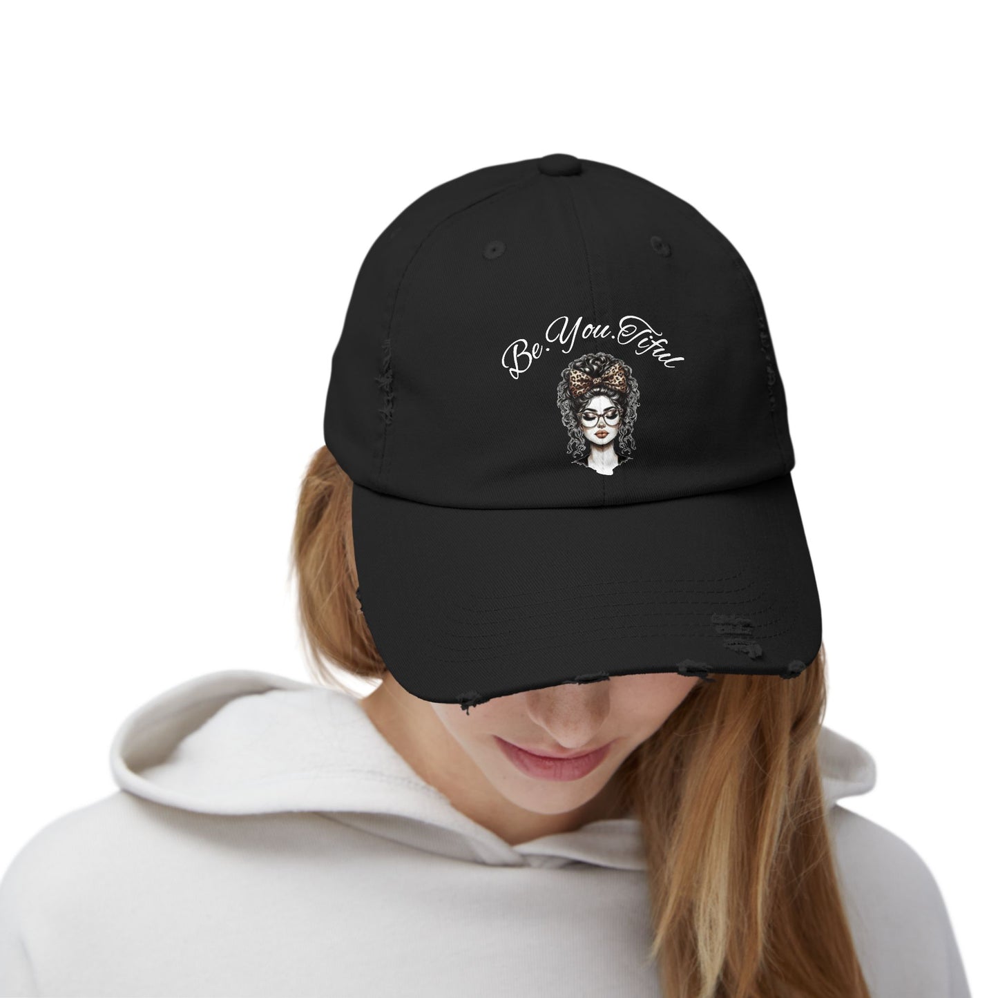 Unisex Distressed Cap - 'Be You, Fuld' Inspirational Hat