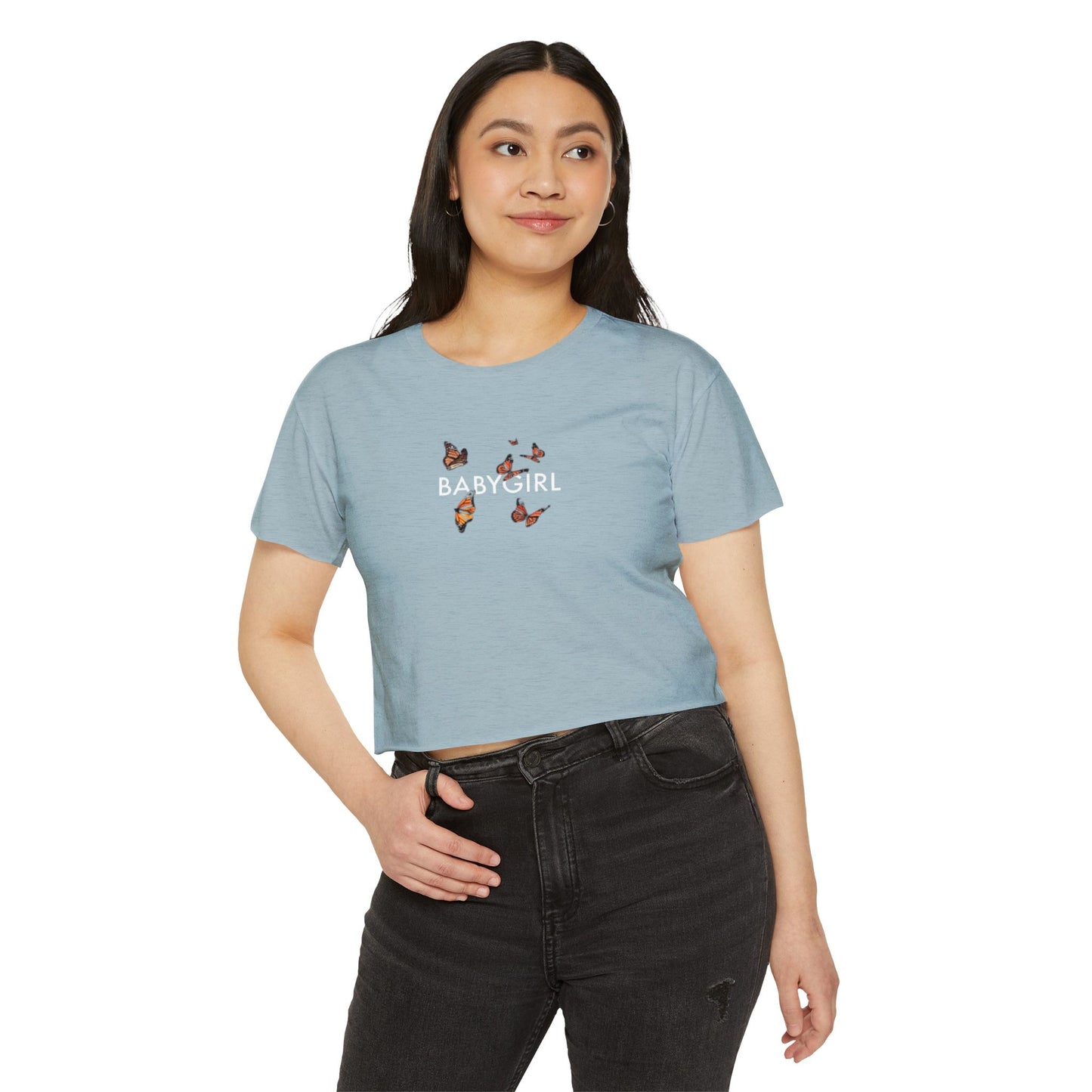 Women's Butterfly Festival Crop Top - Stylish & Fun Baby Girl Tee