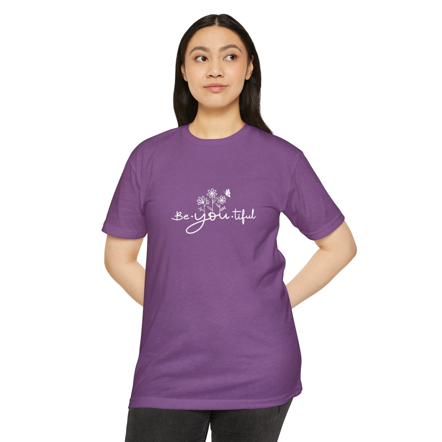 Be-You-tiful Unisex CVC Jersey T-Shirt - Inspirational Floral Graphic Tee