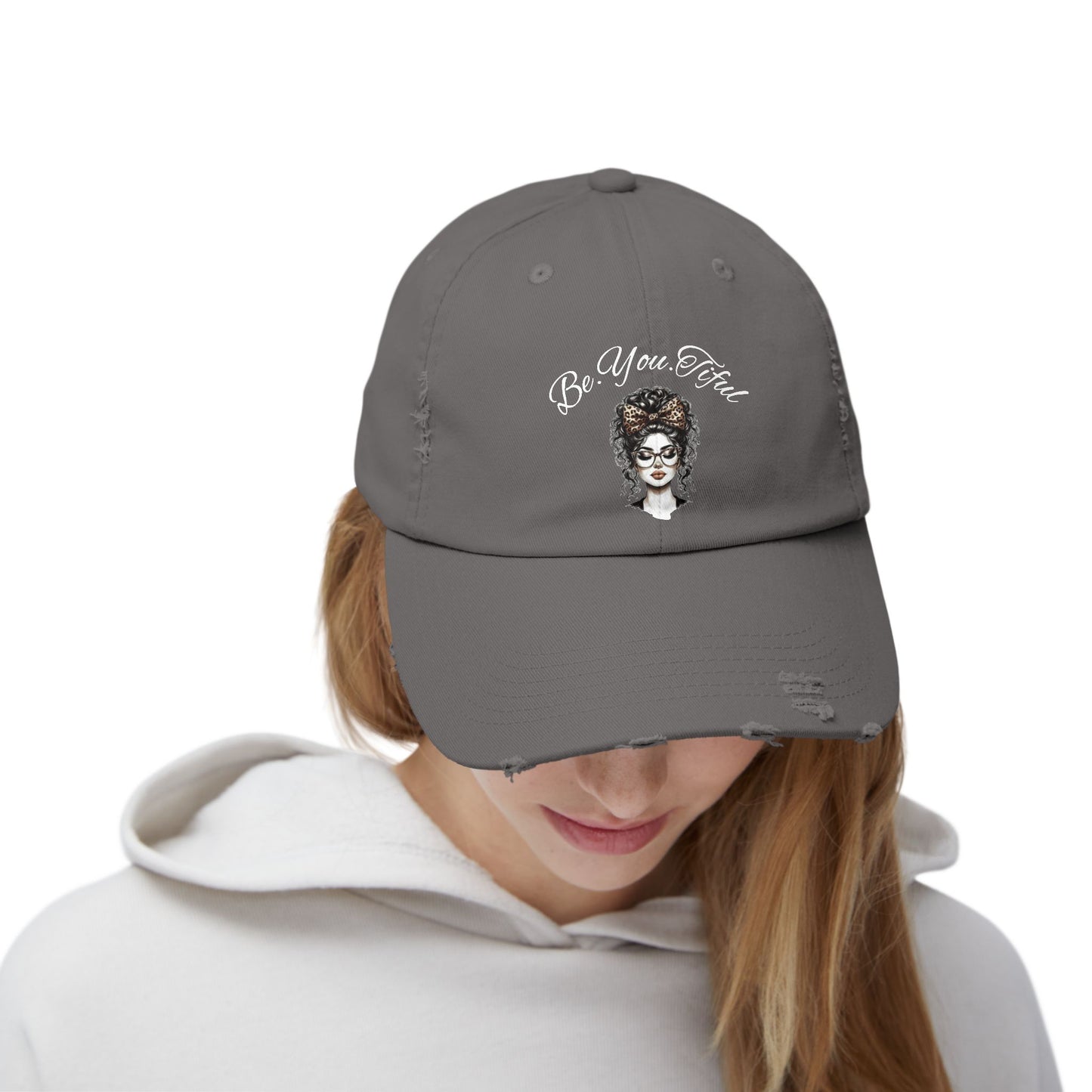 Unisex Distressed Cap - 'Be You, Fuld' Inspirational Hat