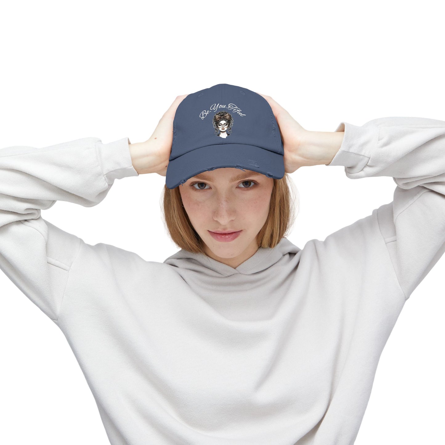 Unisex Distressed Cap - 'Be You, Fuld' Inspirational Hat
