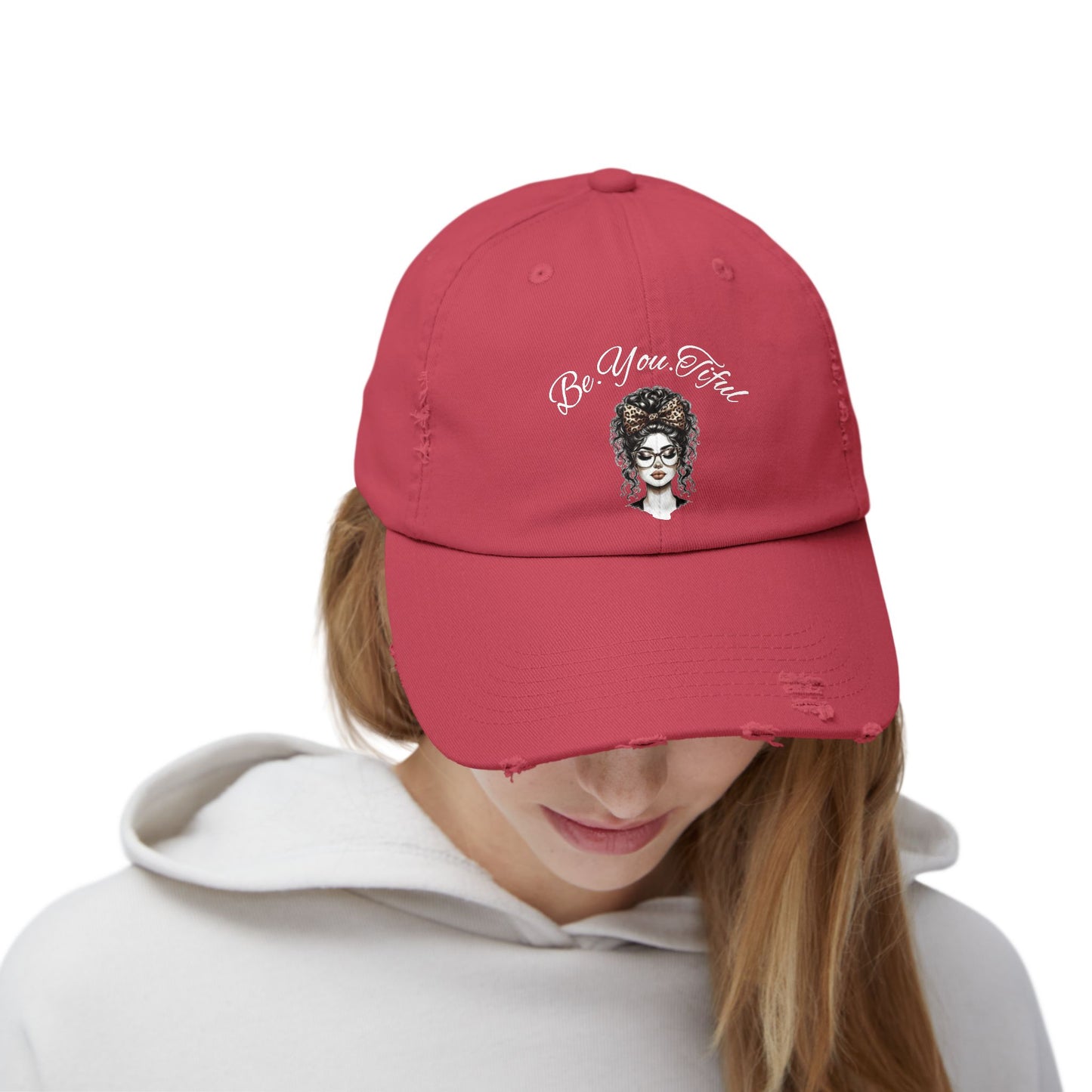 Unisex Distressed Cap - 'Be You, Fuld' Inspirational Hat