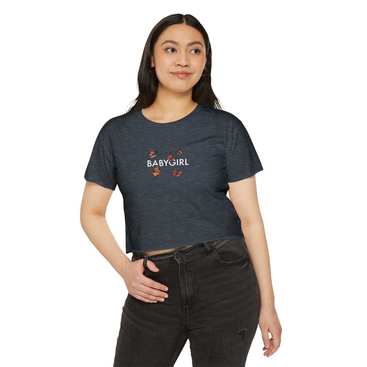 Women's Butterfly Festival Crop Top - Stylish & Fun Baby Girl Tee