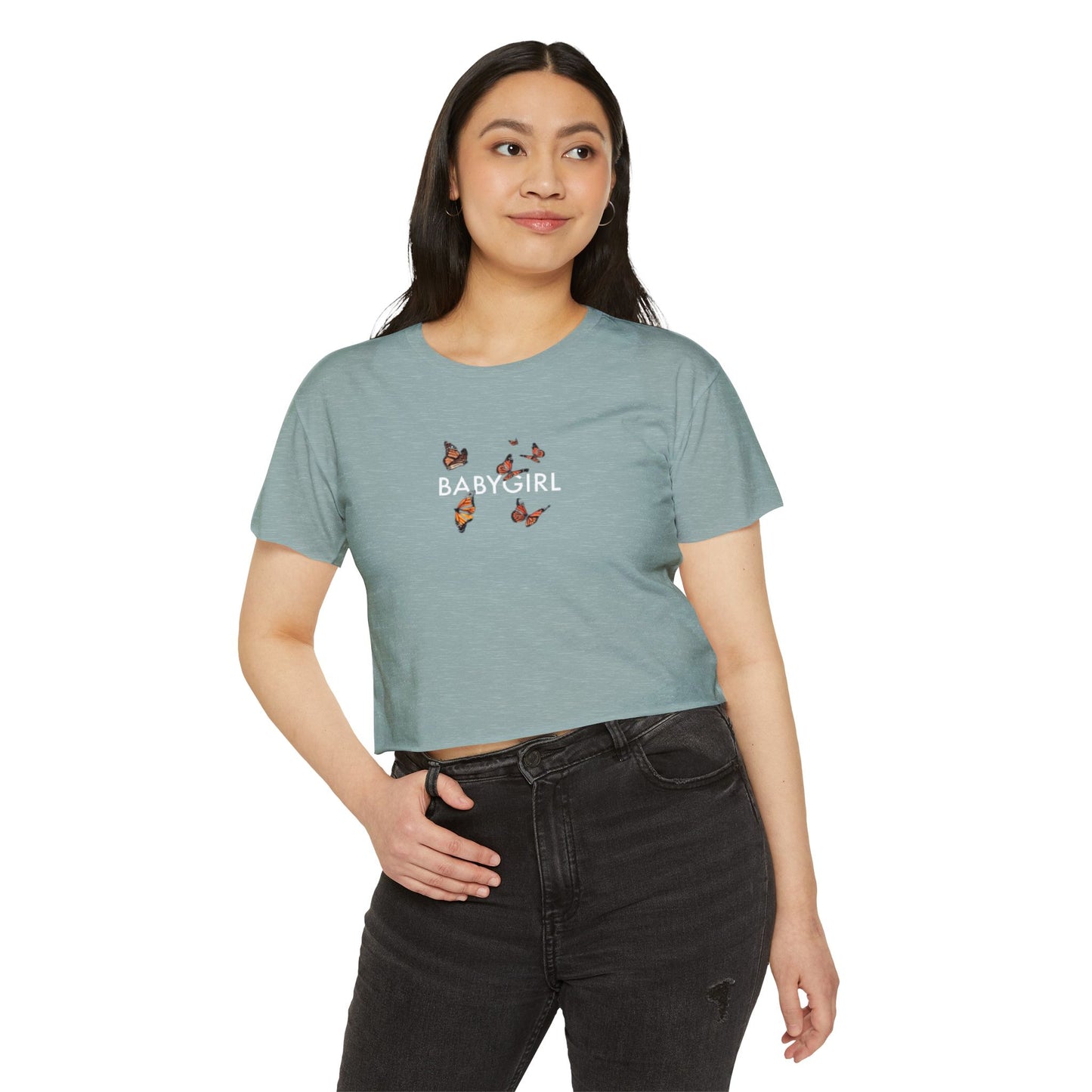 Women's Butterfly Festival Crop Top - Stylish & Fun Baby Girl Tee