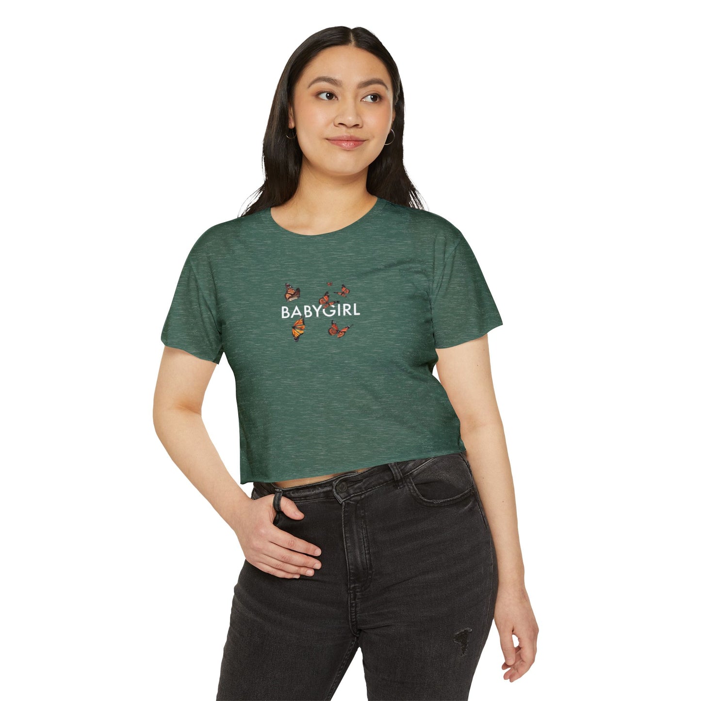 Women's Butterfly Festival Crop Top - Stylish & Fun Baby Girl Tee