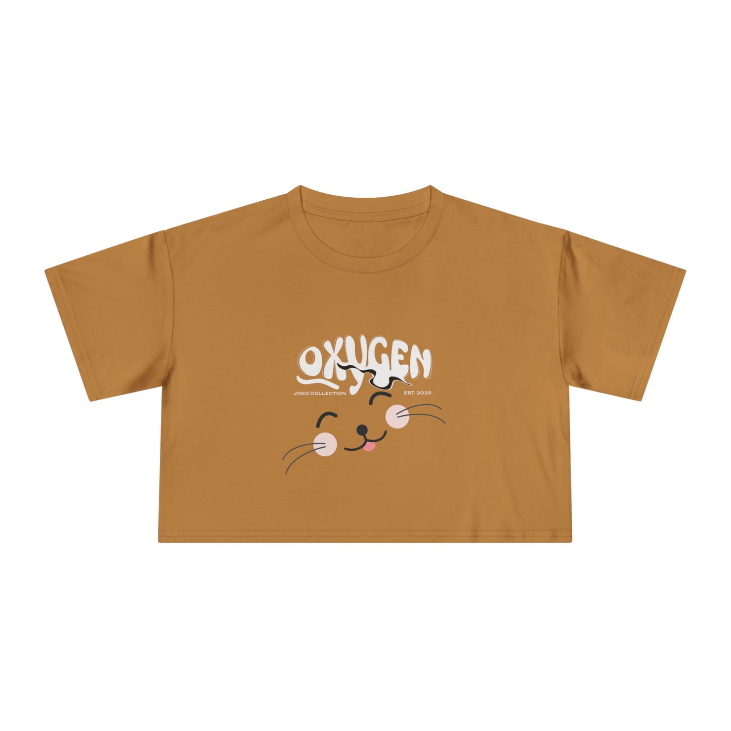 Cute Cat Graphic Women's Crop Tee - Stylish Black Top for Casual Outings.