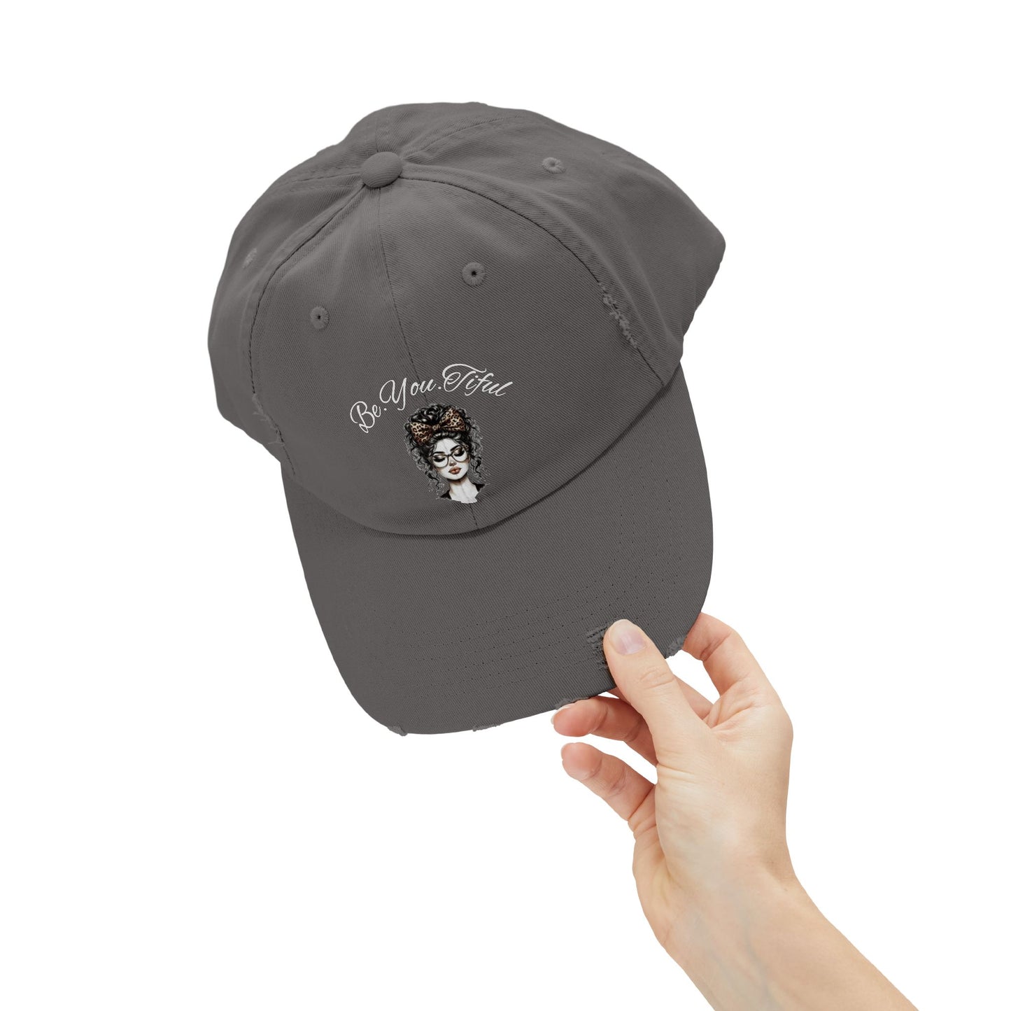 Unisex Distressed Cap - 'Be You, Fuld' Inspirational Hat