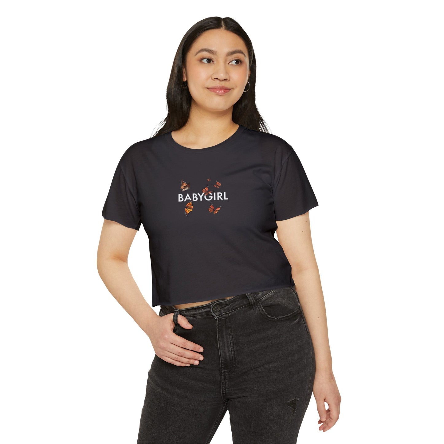 Women's Butterfly Festival Crop Top - Stylish & Fun Baby Girl Tee