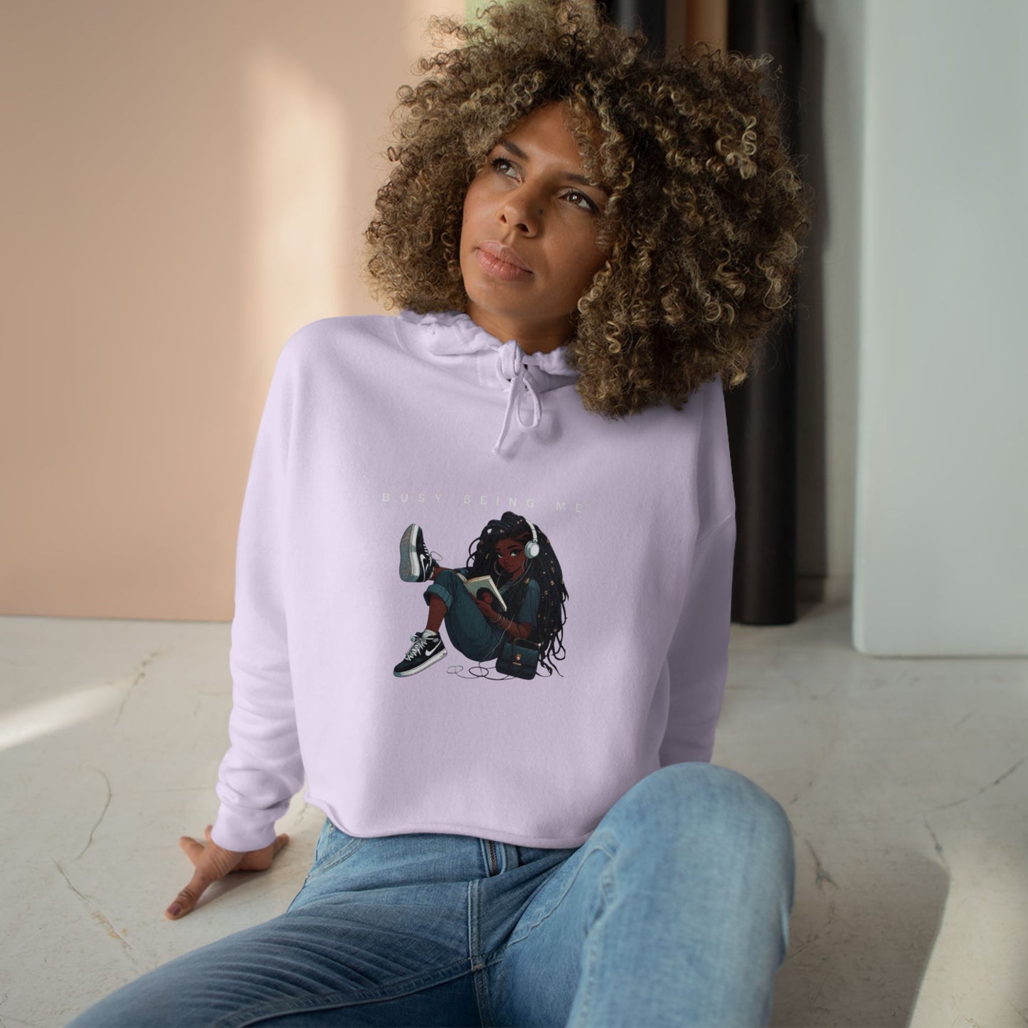 Trendy Crop Hoodie - "Busy Being Me" Graphic for Confident Women