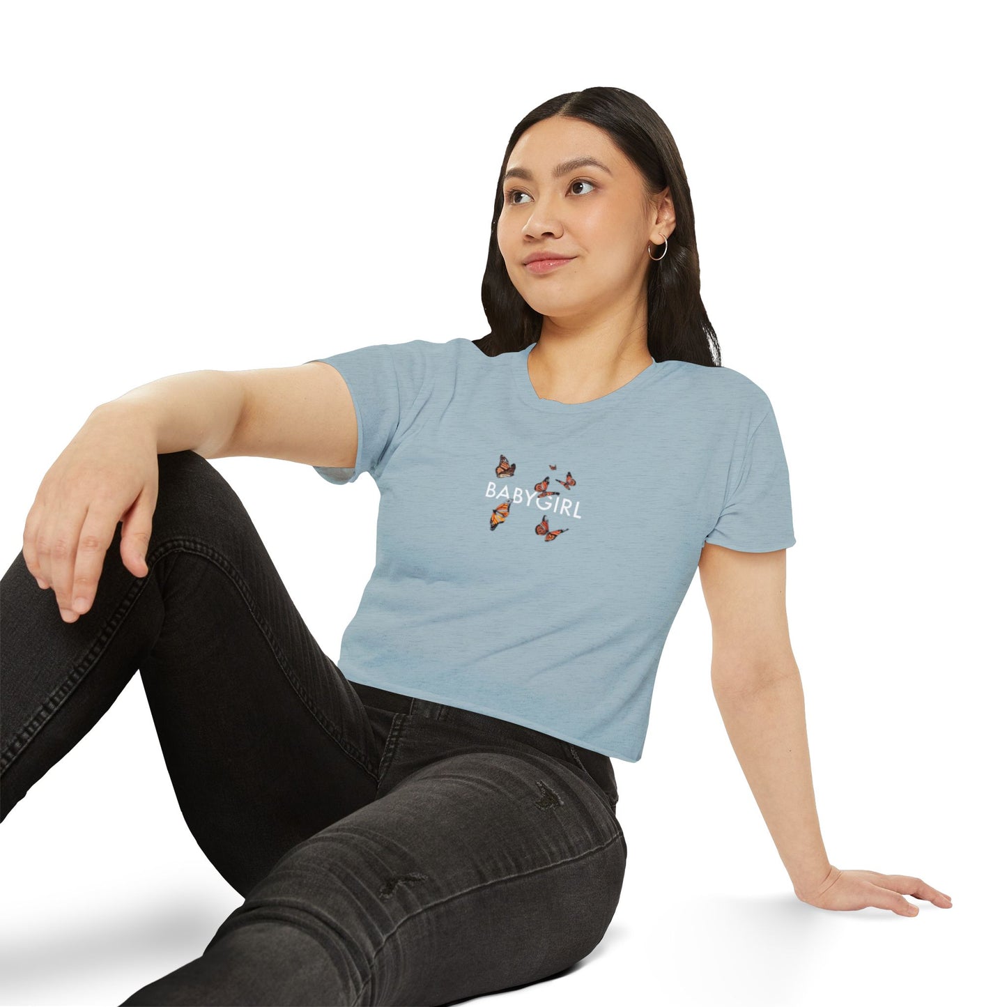 Women's Butterfly Festival Crop Top - Stylish & Fun Baby Girl Tee