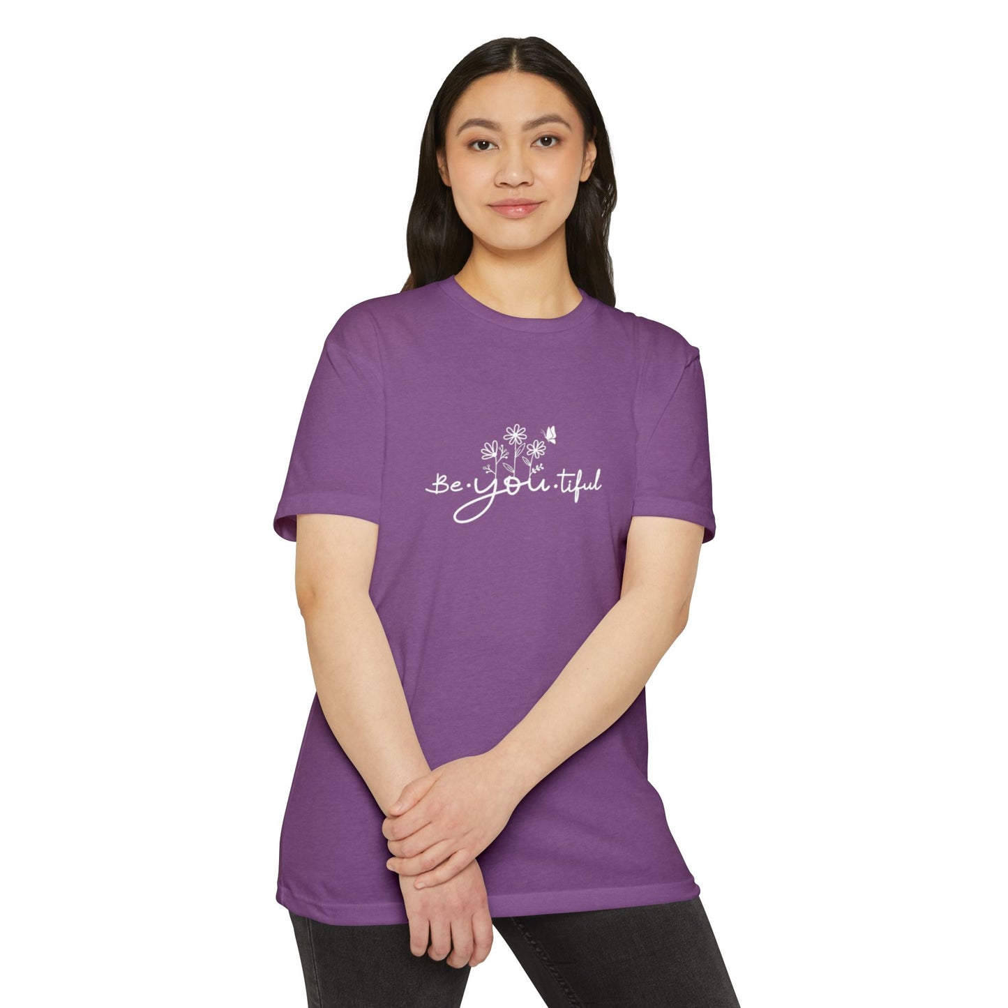 Be-You-tiful Unisex CVC Jersey T-Shirt - Inspirational Floral Graphic Tee