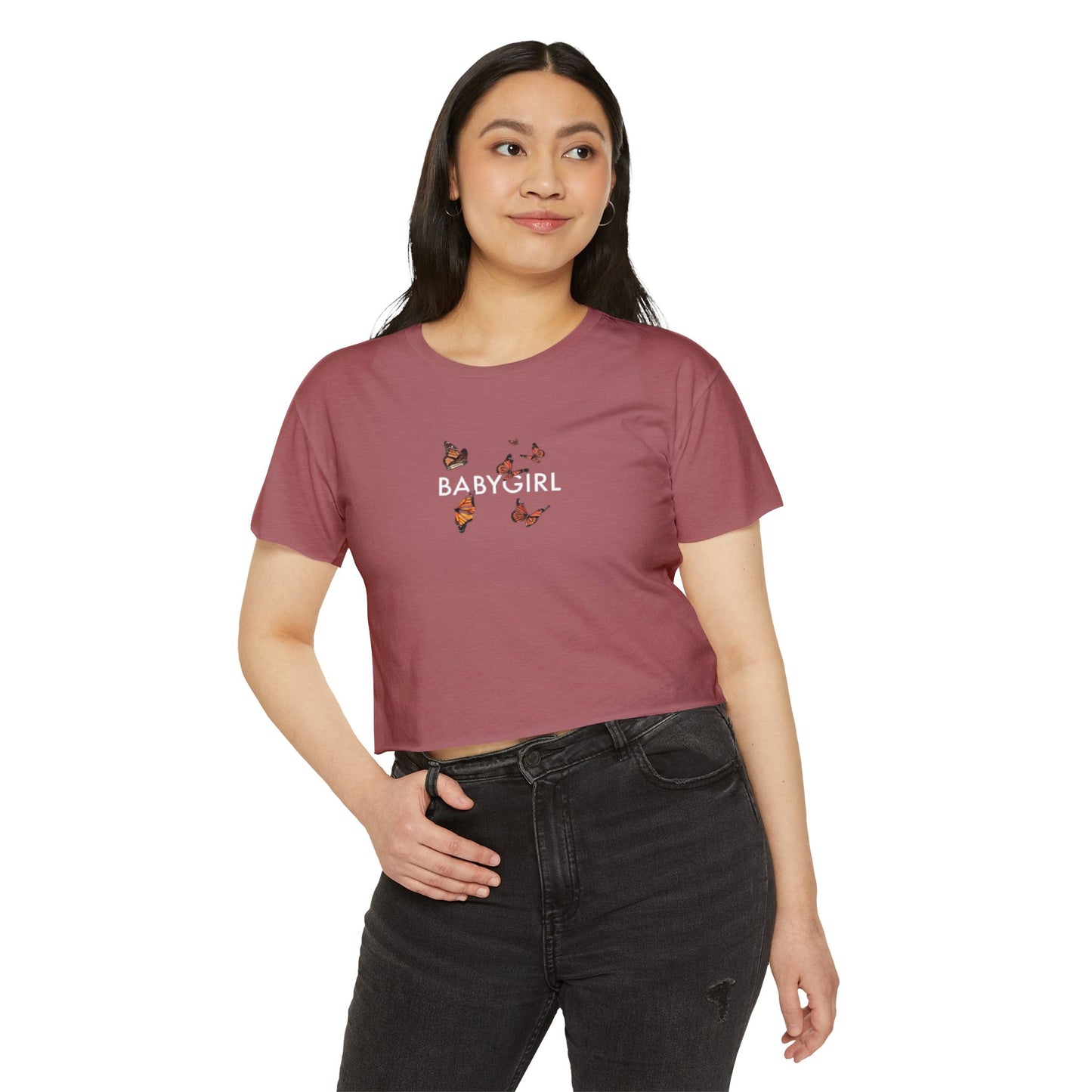 Women's Butterfly Festival Crop Top - Stylish & Fun Baby Girl Tee