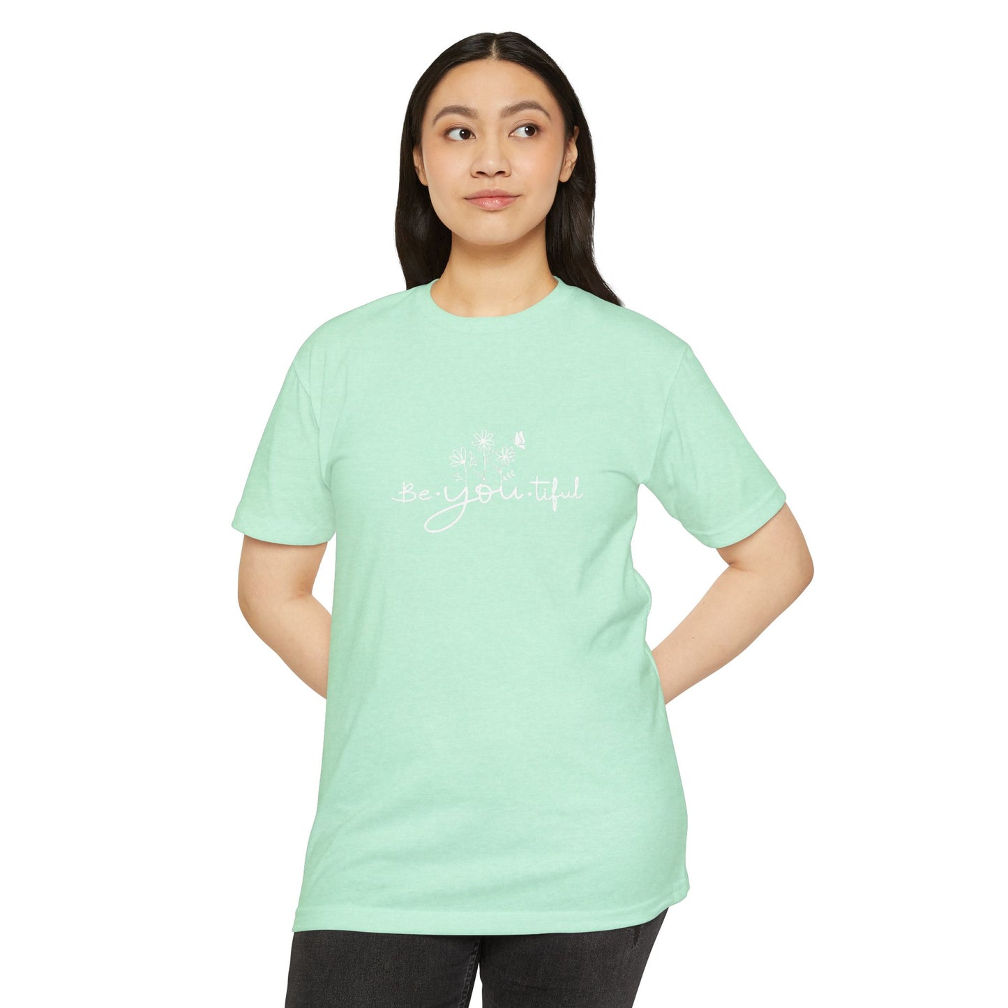Be-You-tiful Unisex CVC Jersey T-Shirt - Inspirational Floral Graphic Tee