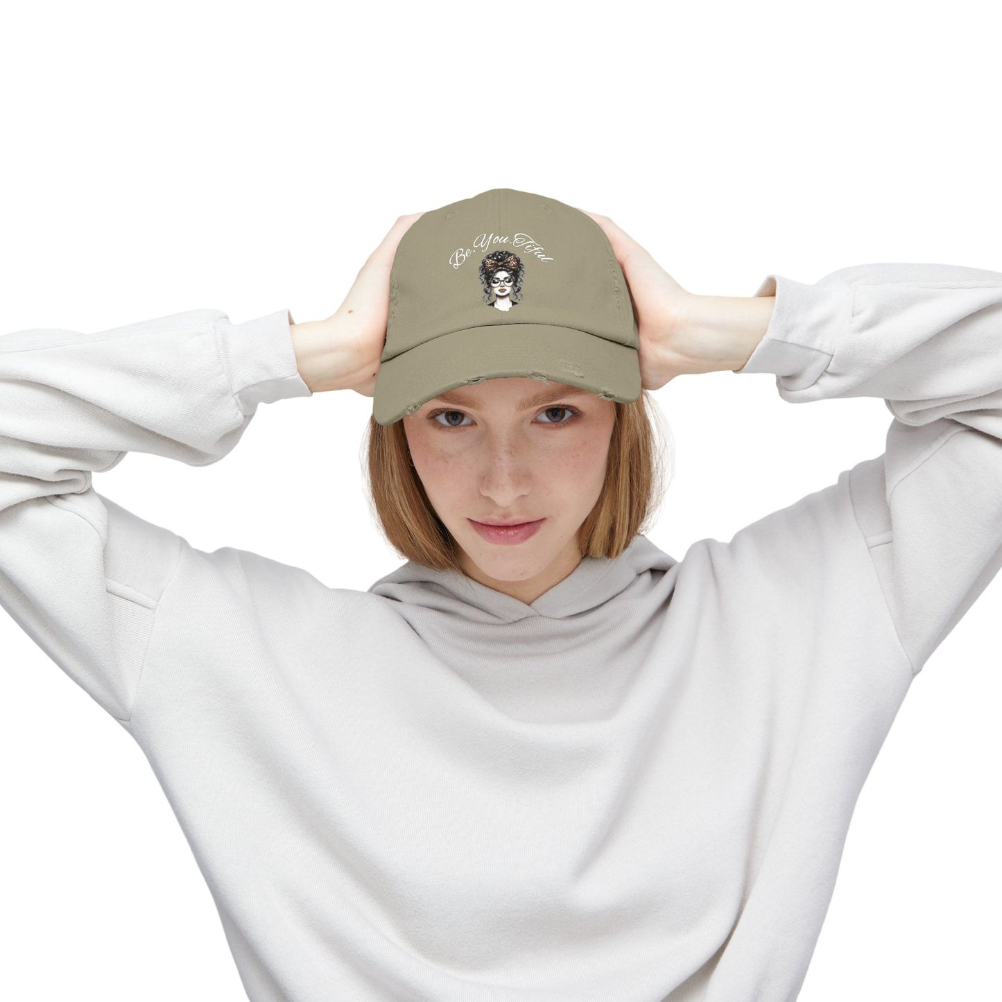 Unisex Distressed Cap - 'Be You, Fuld' Inspirational Hat