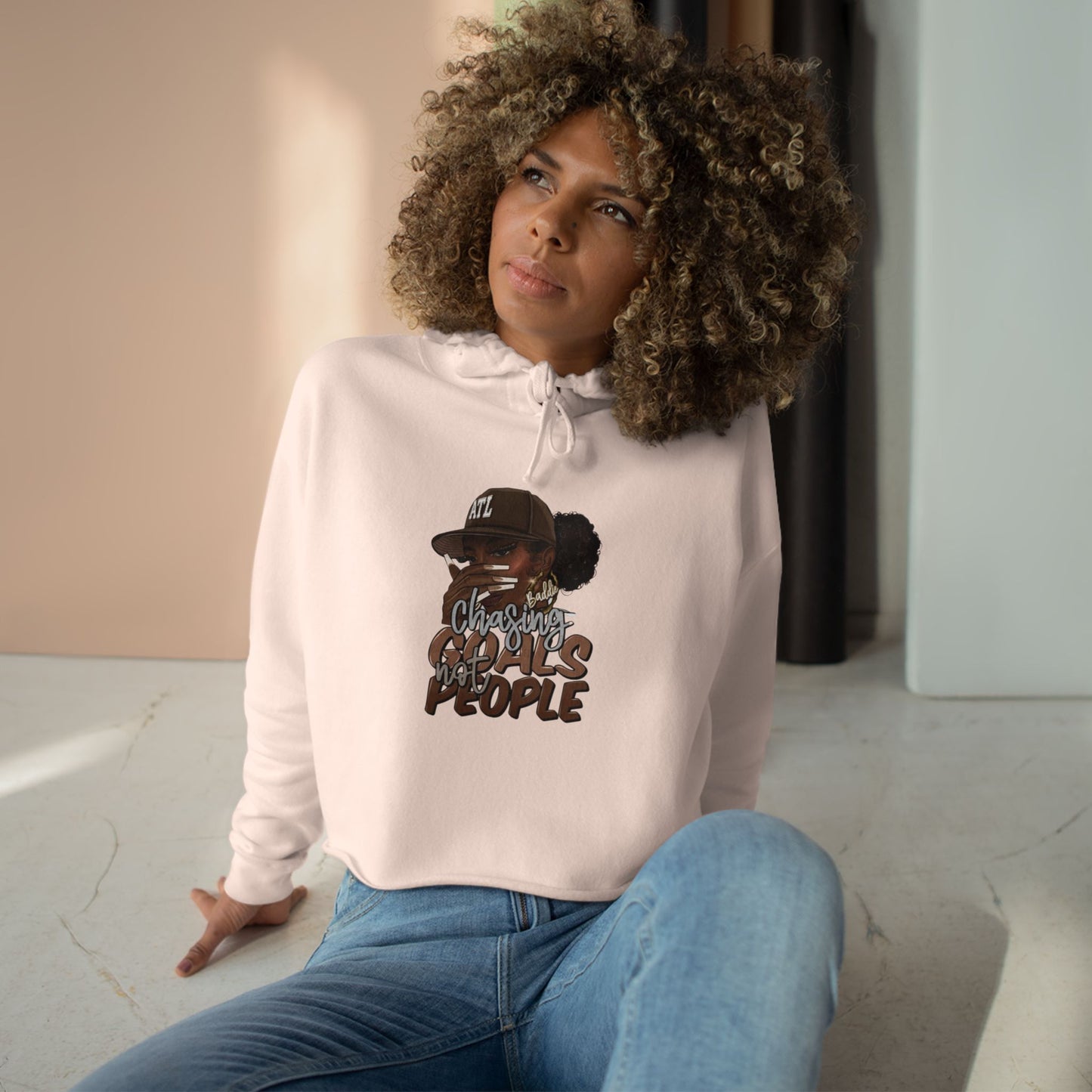 Inspirational Crop Hoodie - 'Chasing goals not People'