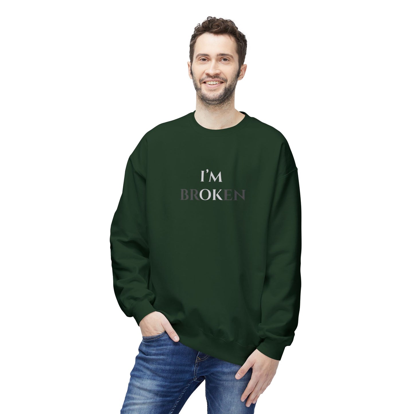 I'M BROKEN Unisex Midweight Fleece Crewneck Sweatshirt – Casual Comfort with a Bold St.atement.