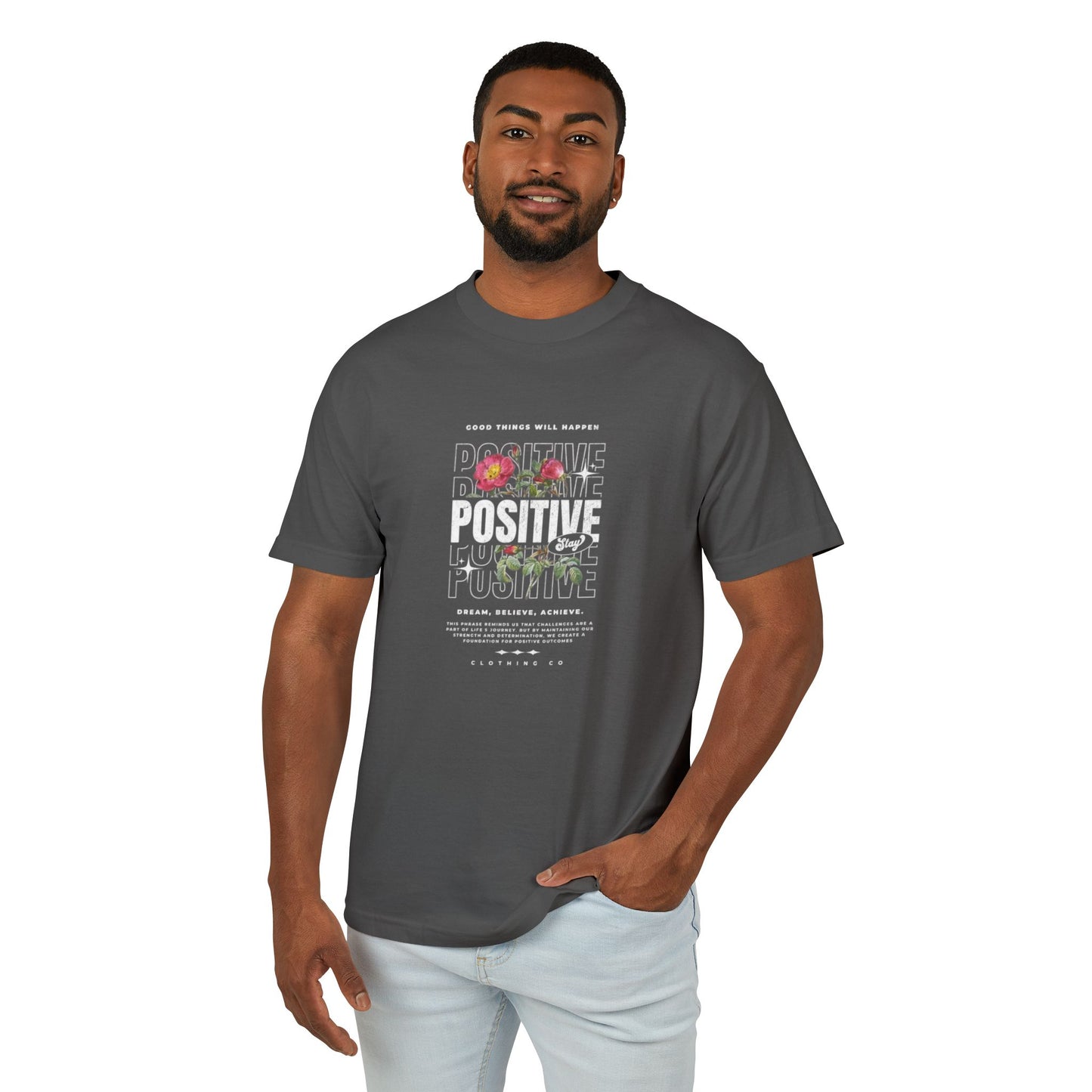 Positive Vibes Unisex Heavyweight Tee - Inspirational Cotton T-Shirt for Everyday Motivation
