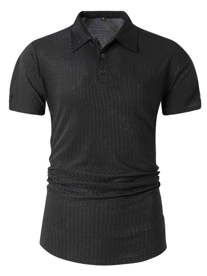 Shirt Collar Jacquard Men's Sports Polo Shirt Top