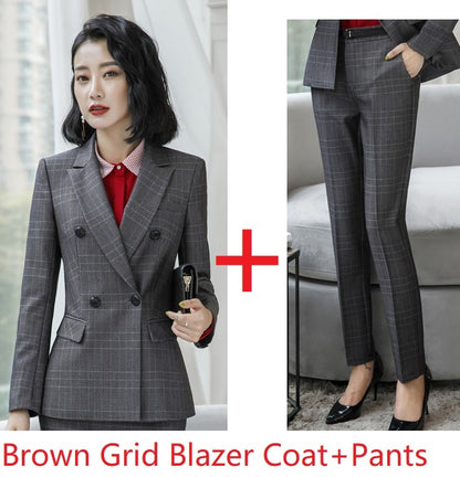 Plaid Business Suit Womens Formal Suit Work Clothes