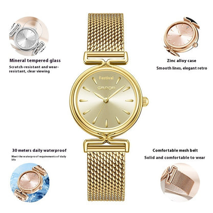 Women's Retro Mesh Strap Watch Outdoor All-matching