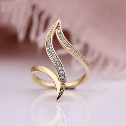 Fashion Exaggerated Curve Rose Gold Women Ring