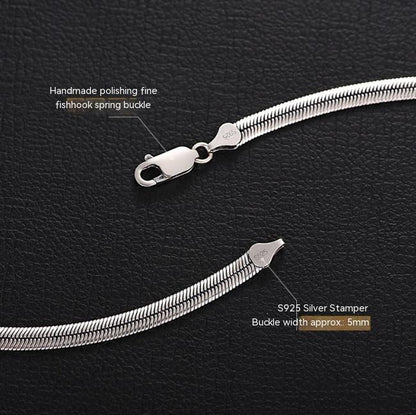 Flat Snake Bones Chain Men And Women Silver Necklace European Hip Hop Trendy Summer Accessories Silver Chain