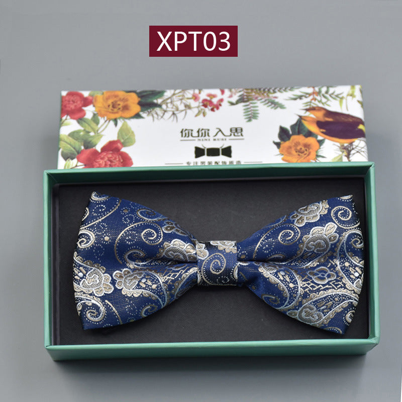 Men's Bridegroom Wedding Festive Professional Business Suit Bow Tie Double-layer Flat Bow Tie