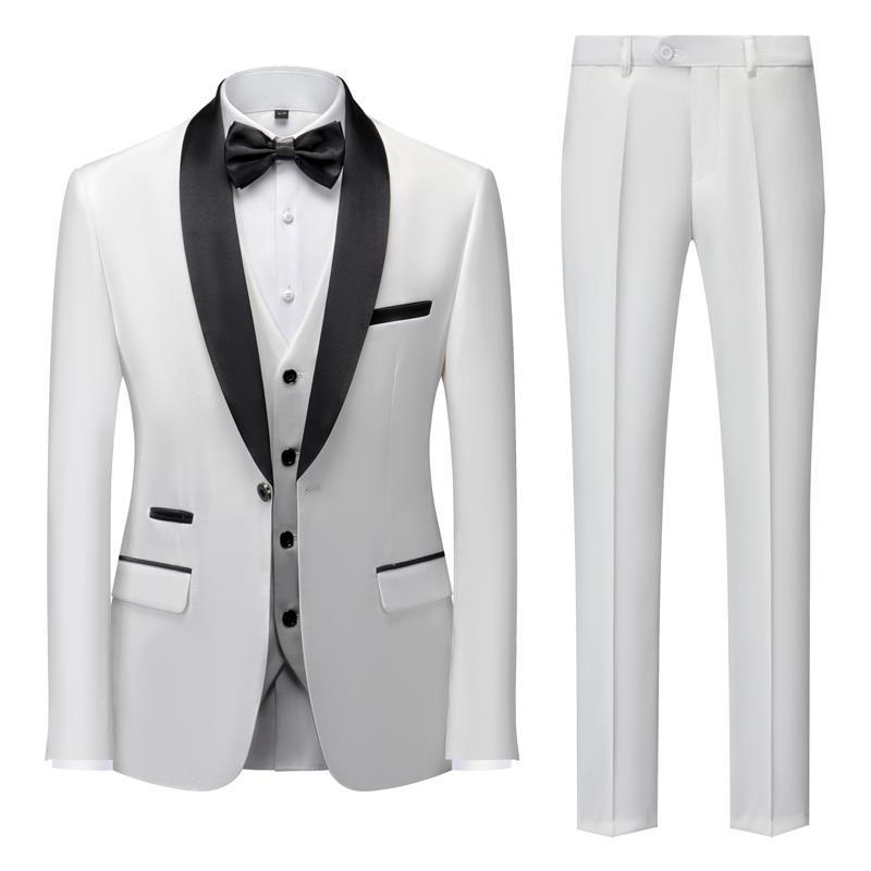 Men's Suit Set Green Fruit Collar Stage Suit Dress Host Performance Bridegroom Best Man Three-piece Suit.