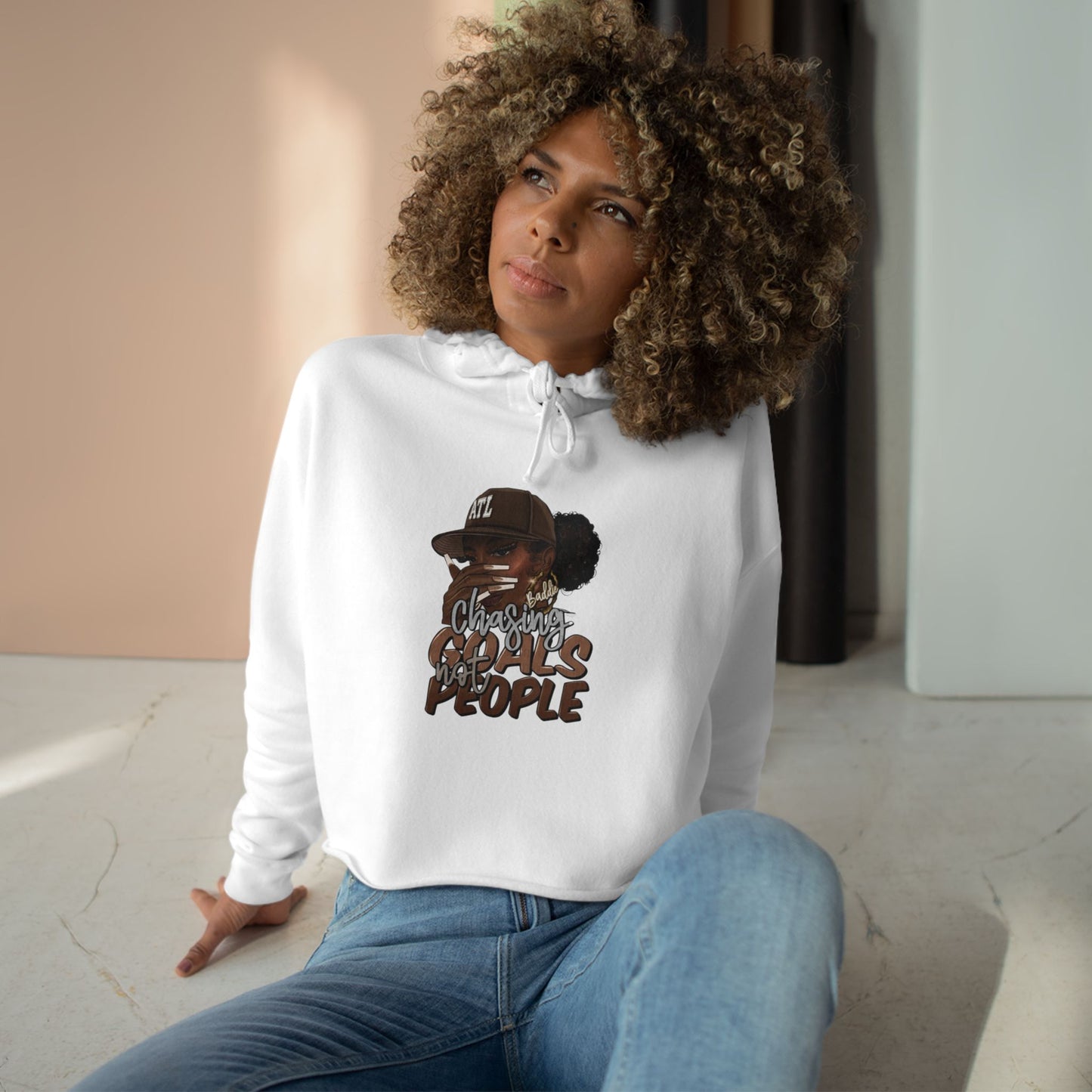 Inspirational Crop Hoodie - 'Chasing goals not People'