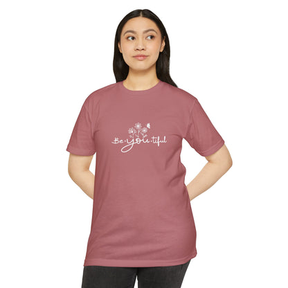 Be-You-tiful Unisex CVC Jersey T-Shirt - Inspirational Floral Graphic Tee