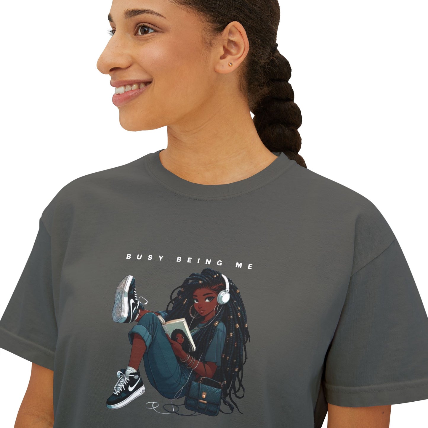Women's Boxy Tee - "Busy Being Me" - Relaxed Graphic Tee for Everyday Comfort