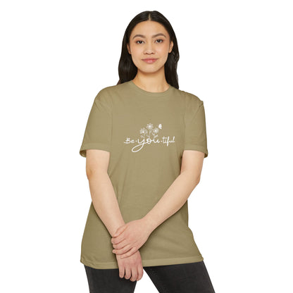 Be-You-tiful Unisex CVC Jersey T-Shirt - Inspirational Floral Graphic Tee
