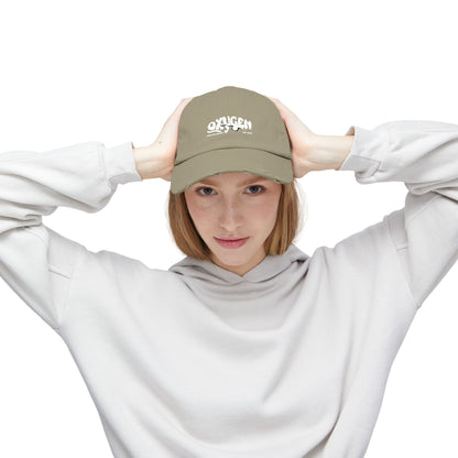 Unisex Distressed Cap - Vintage Oxygen Graphic Hat.