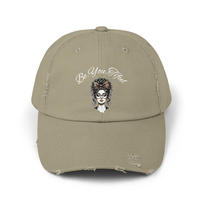 Unisex Distressed Cap - 'Be You, Fuld' Inspirational Hat