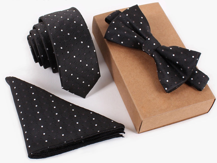 Slim Necktie Set Men Three-piece bow tie