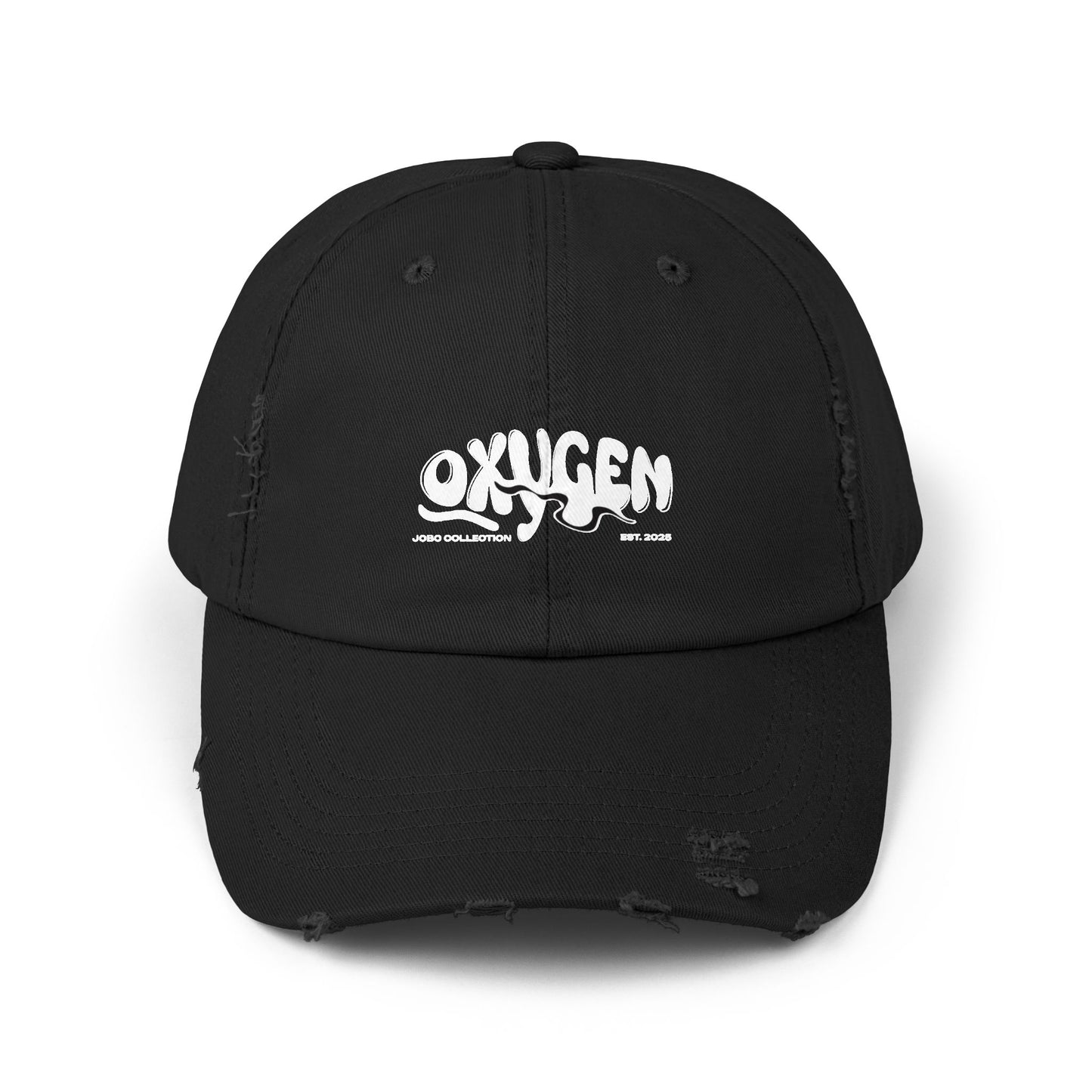 Unisex Distressed Cap - Vintage Oxygen Graphic Hat.
