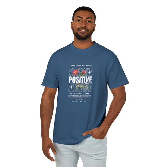 Positive Vibes Unisex Heavyweight Tee - Inspirational Cotton T-Shirt for Everyday Motivation