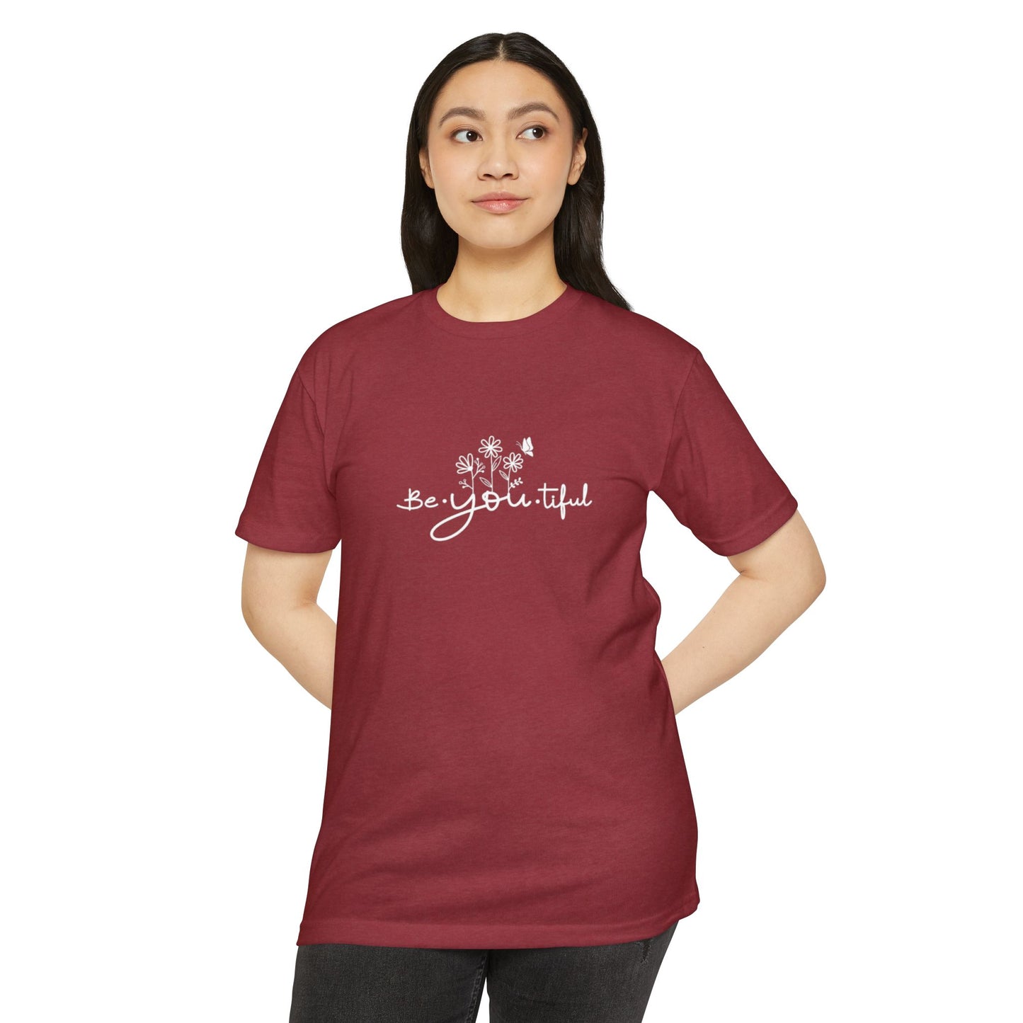 Be-You-tiful Unisex CVC Jersey T-Shirt - Inspirational Floral Graphic Tee