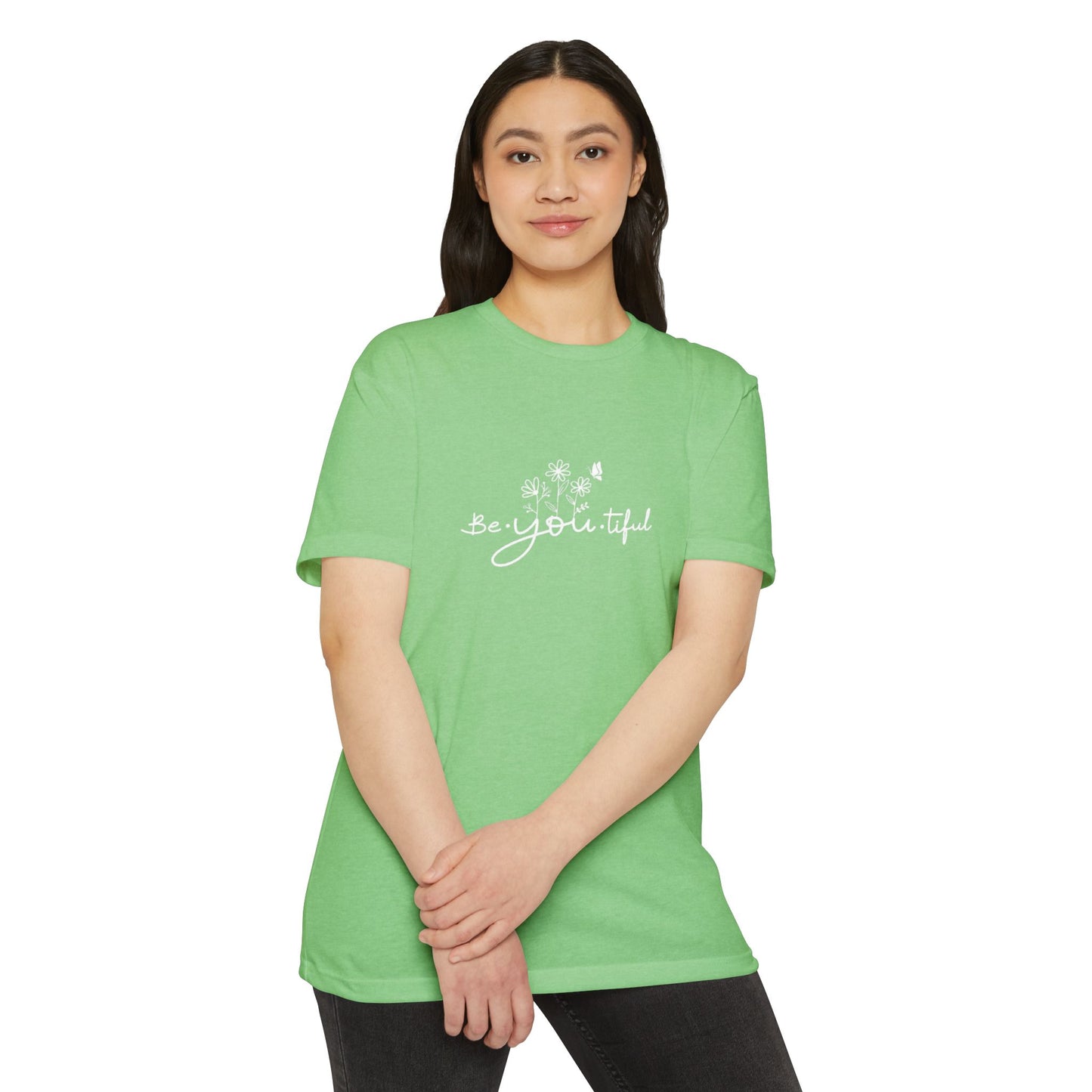 Be-You-tiful Unisex CVC Jersey T-Shirt - Inspirational Floral Graphic Tee