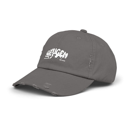 Unisex Distressed Cap - Vintage Oxygen Graphic Hat.