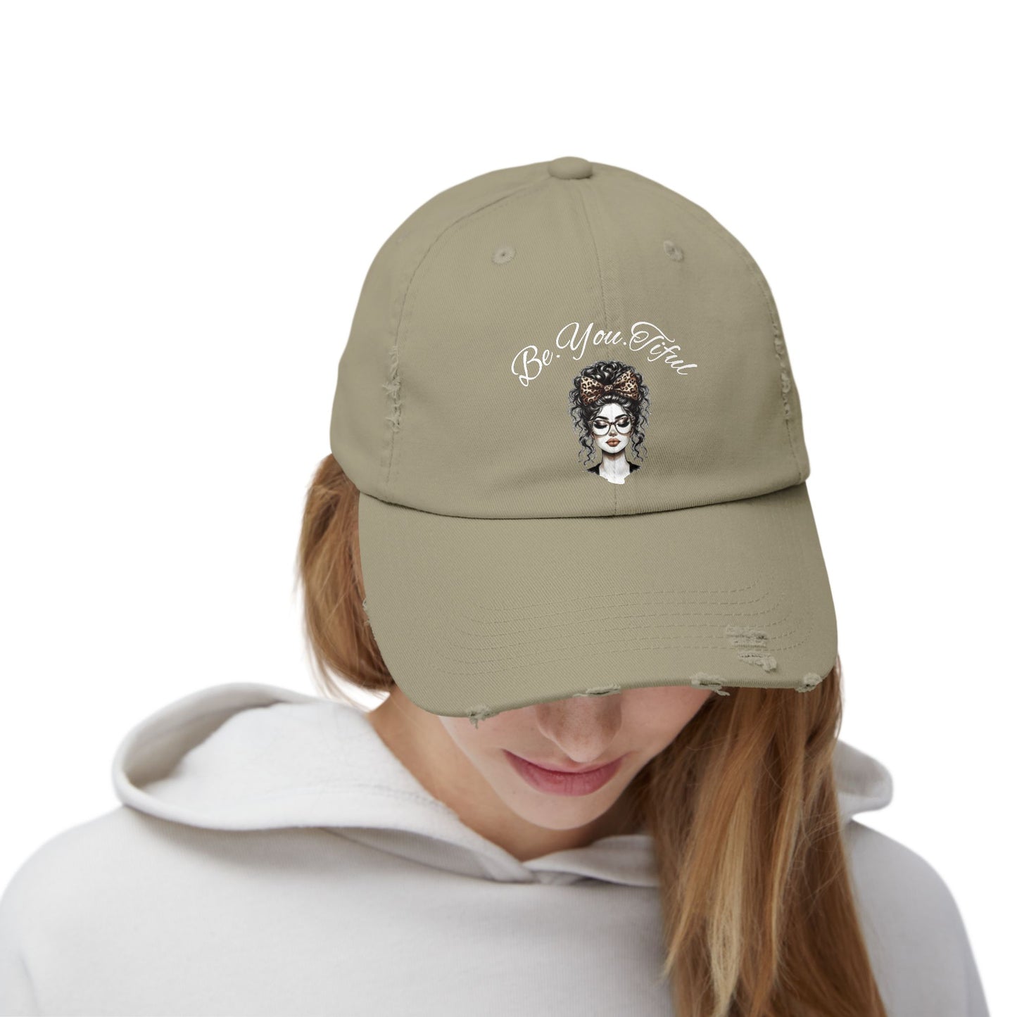 Unisex Distressed Cap - 'Be You, Fuld' Inspirational Hat