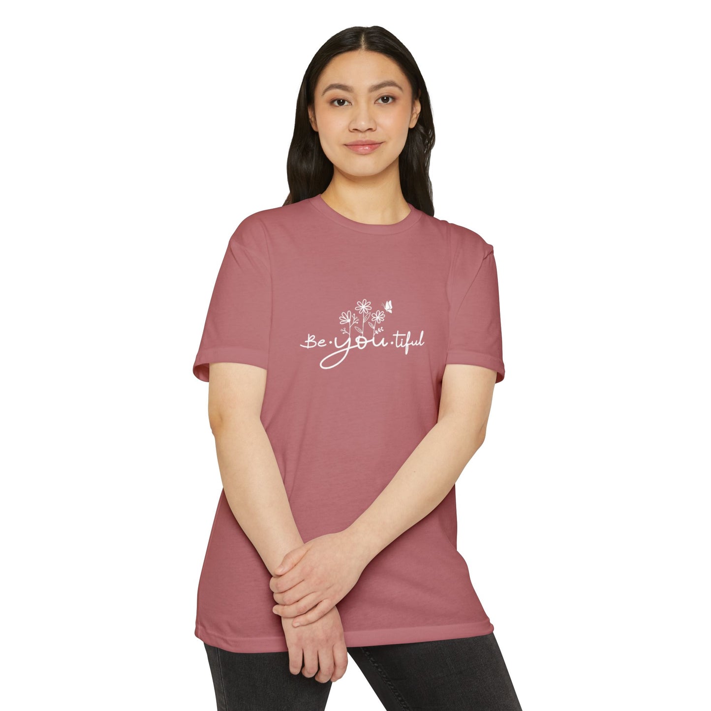 Be-You-tiful Unisex CVC Jersey T-Shirt - Inspirational Floral Graphic Tee
