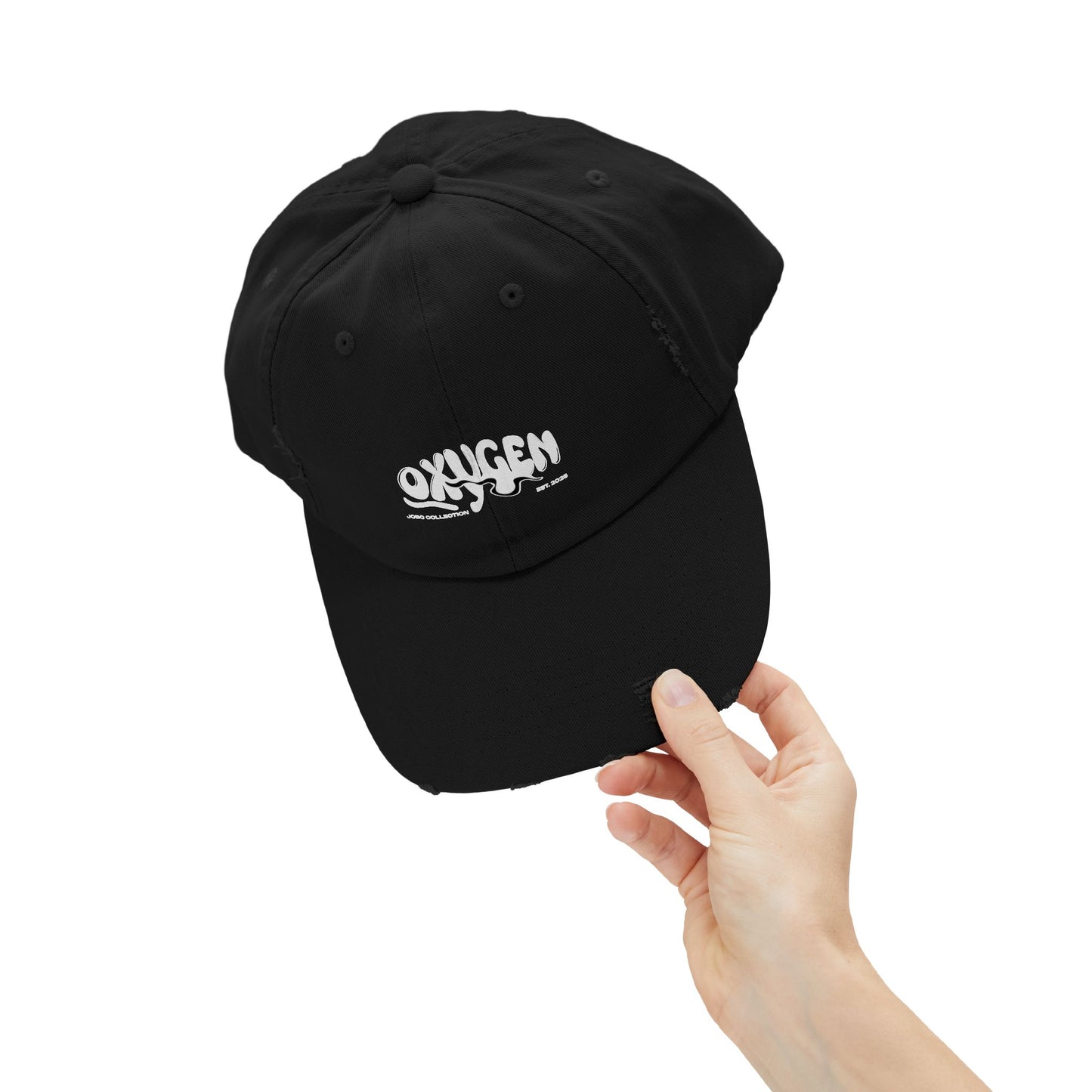 Unisex Distressed Cap - Vintage Oxygen Graphic Hat.